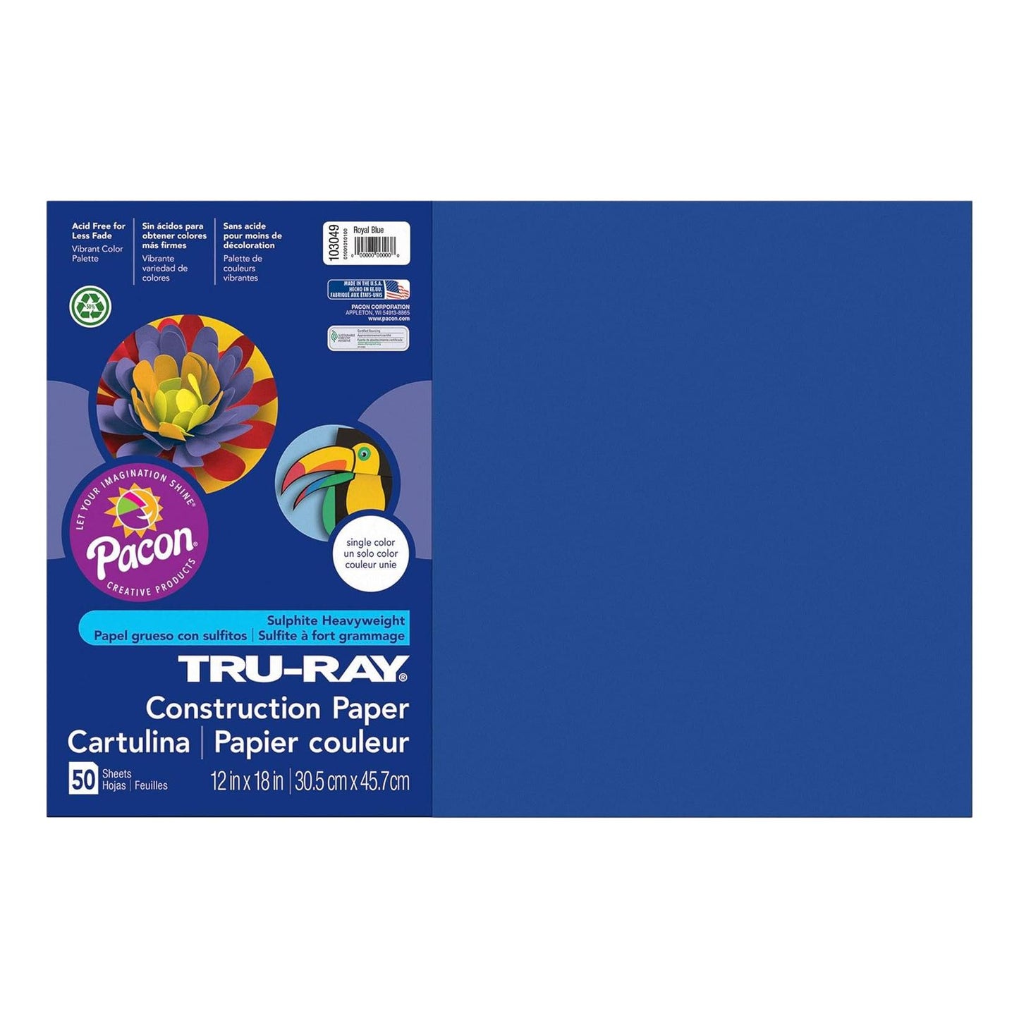 Tru-Ray Construction Paper 12" x 18" - Royal Blue (50 Sheets)