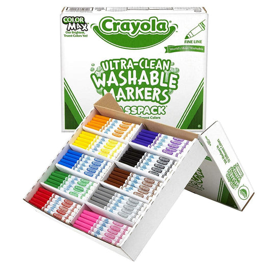 Crayola Fine Line Washable Markers Classpack, 10 Colors (200 Pack) - EconoCrafts