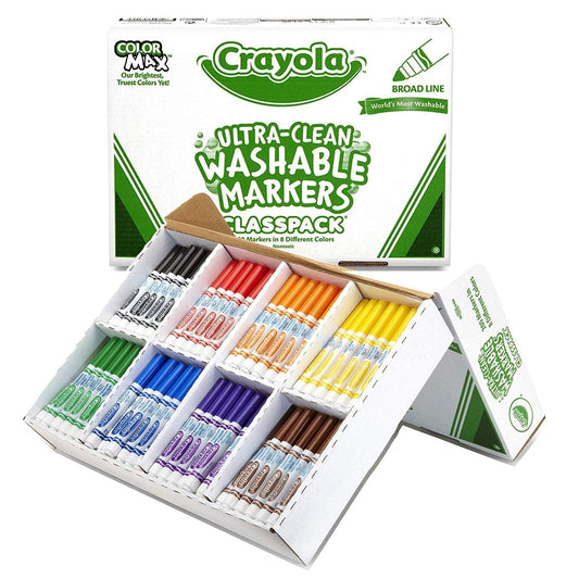 Crayola Broad Line Washable Markers Classpack - 8 Colors (200 Pack) - EconoCrafts