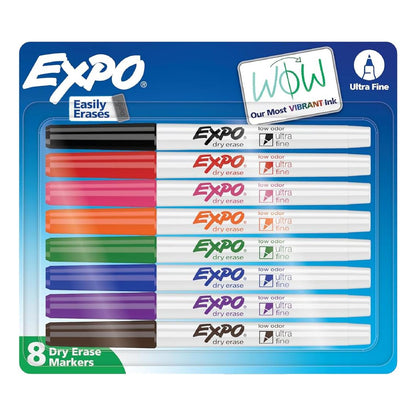 EXPO Low-Odor Dry-Erase Markers - Ultra Fine Tip (Set of 8)