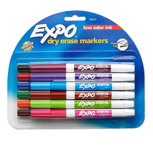 EXPO Low Odor Dry Erase Markers - Fine Tip (Set of 12) - EconoCrafts