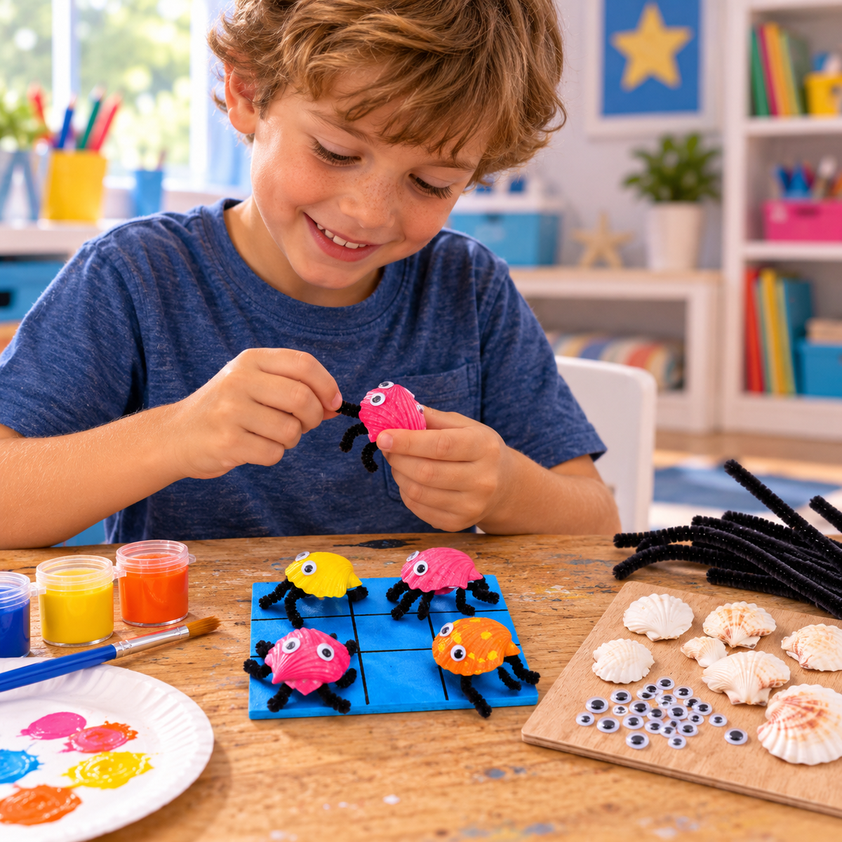 DIY Crab Seashell Tic-Tac-Toe (12 Pack)