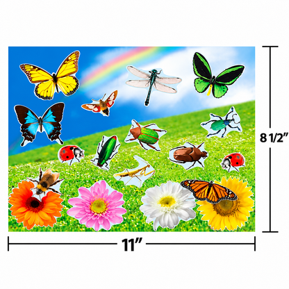 Realistic Bugs & Flowers Sticker Scenes (12 Pack)