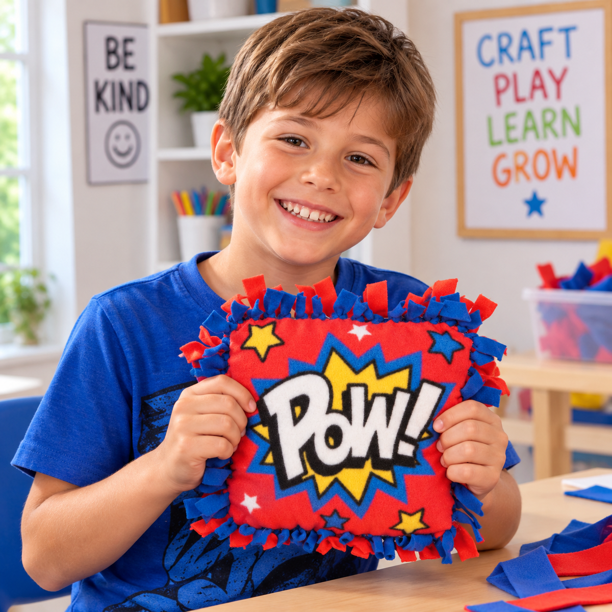 DIY Superhero Face Fleece Tied Pillows (6 Pack)