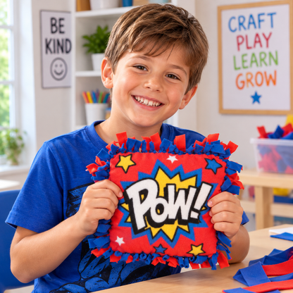 DIY Superhero Face Fleece Tied Pillows (6 Pack)