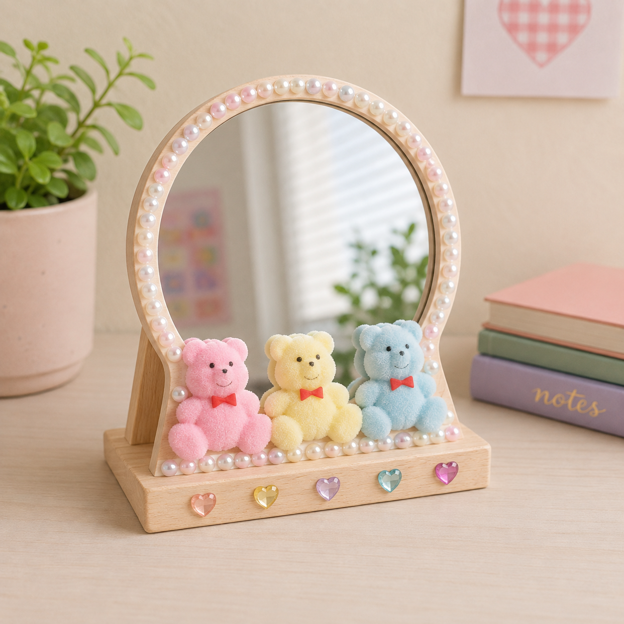 Pastel Flocked Bears With Flat Backs (12 Pack)