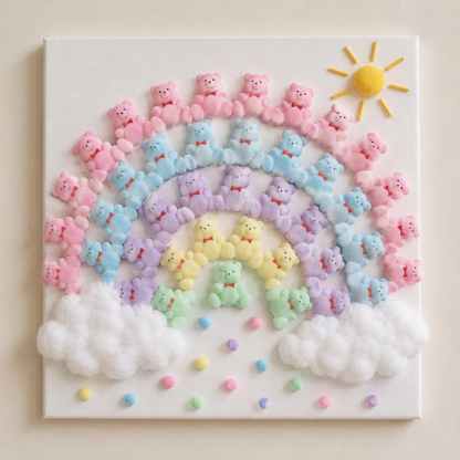 Pastel Flocked Bears With Flat Backs (12 Pack)