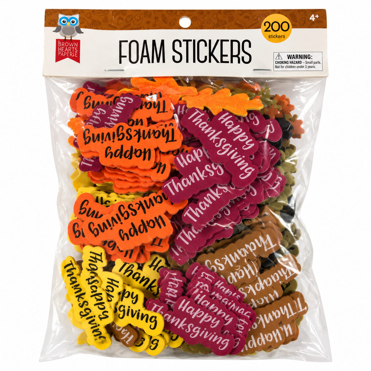 Thanksgiving Foam Stickers (200 Pack)