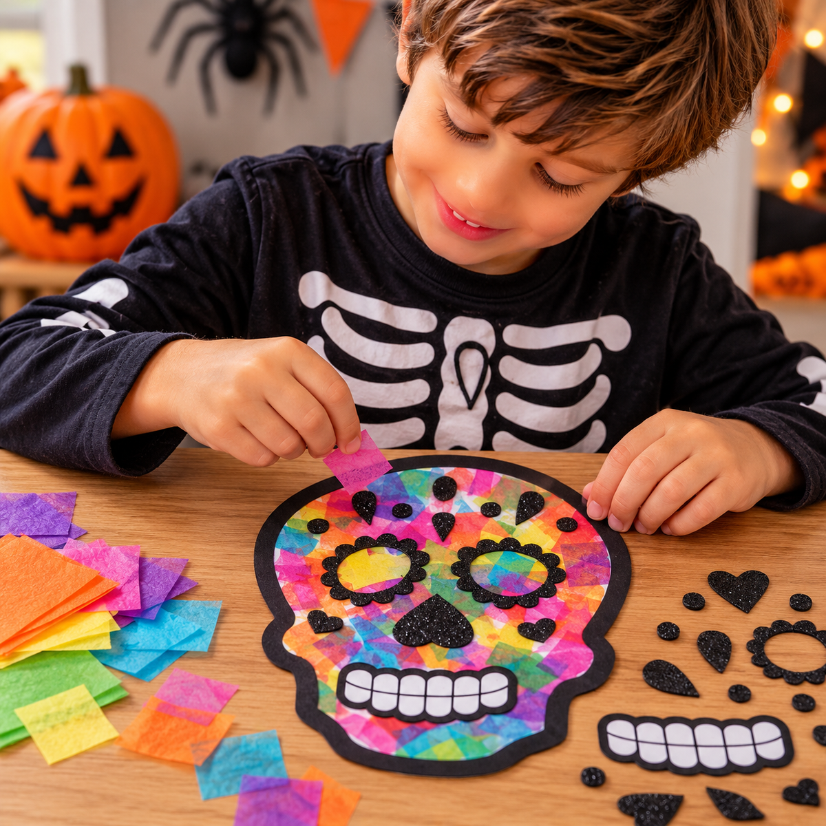 Sugar Skull Tissue Paper Sign Craft Kit (12 Pack)
