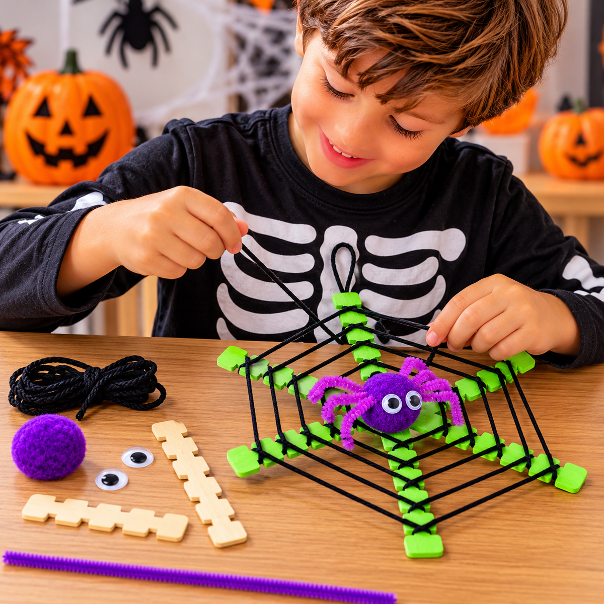 Spider Web With Spiders Craft Kit (12 Pack)