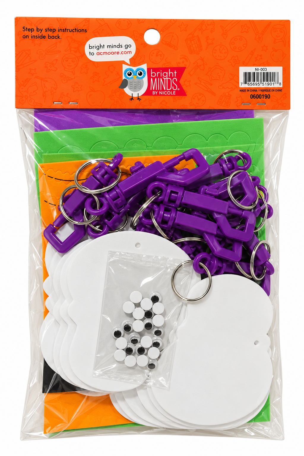 Day of the Dead Sugar Skull Key Chain Craft Kit (12 Pack)