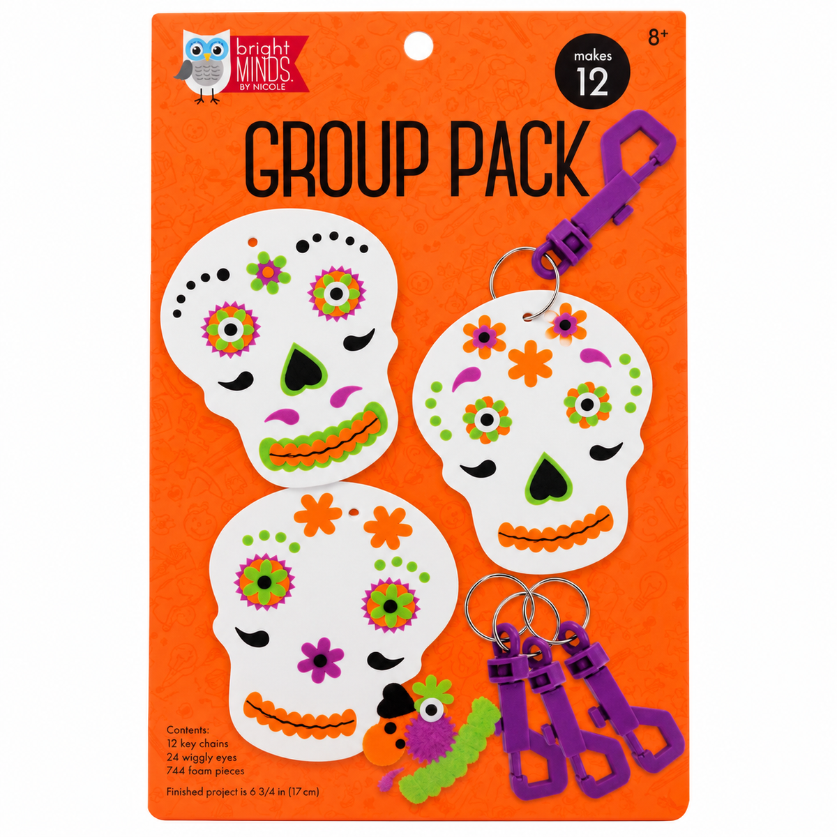 Day of the Dead Sugar Skull Key Chain Craft Kit (12 Pack)