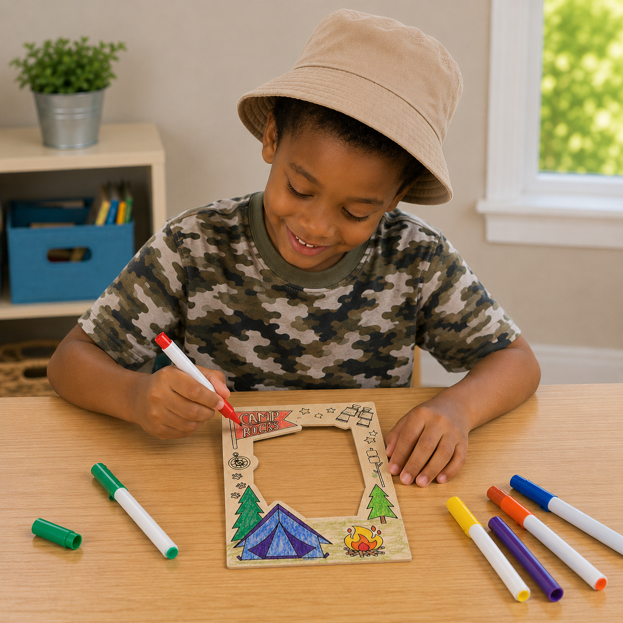 Color Your Own Camp Picture Frame Magnets (12 Pack)