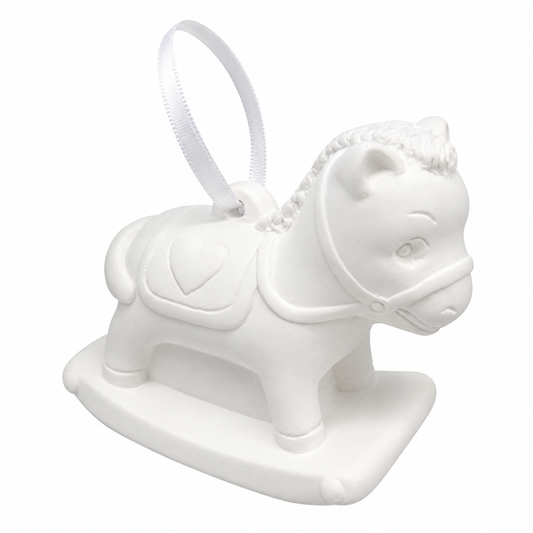 Plaster Rocking Horse Ornaments (2 Pack)