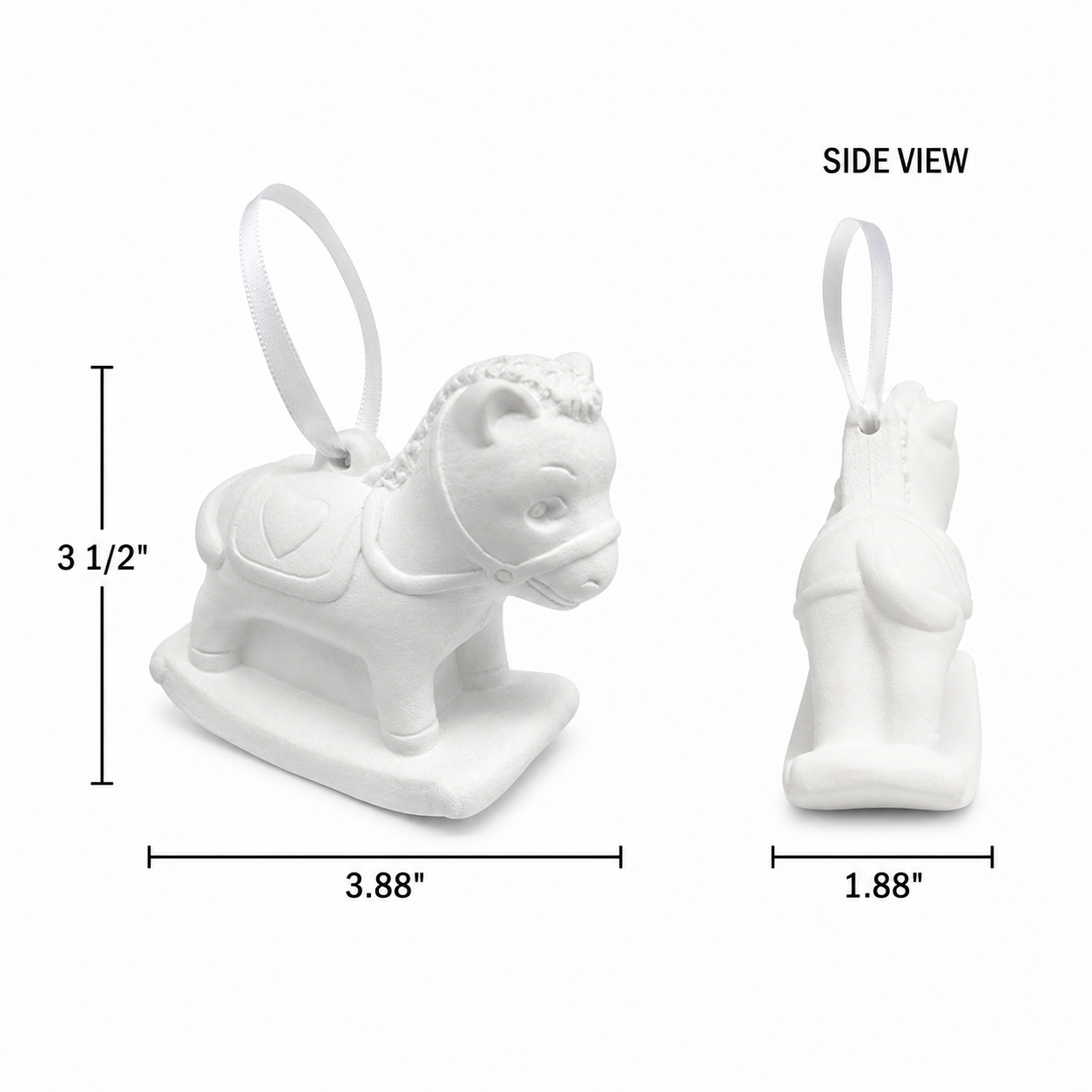 Plaster Rocking Horse Ornaments (2 Pack)