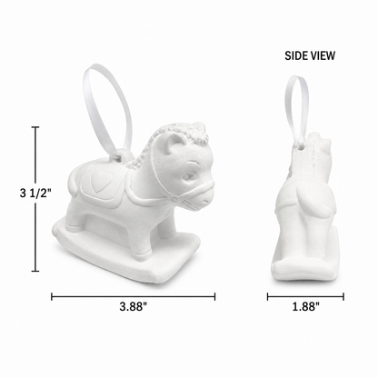 Plaster Rocking Horse Ornaments (2 Pack)