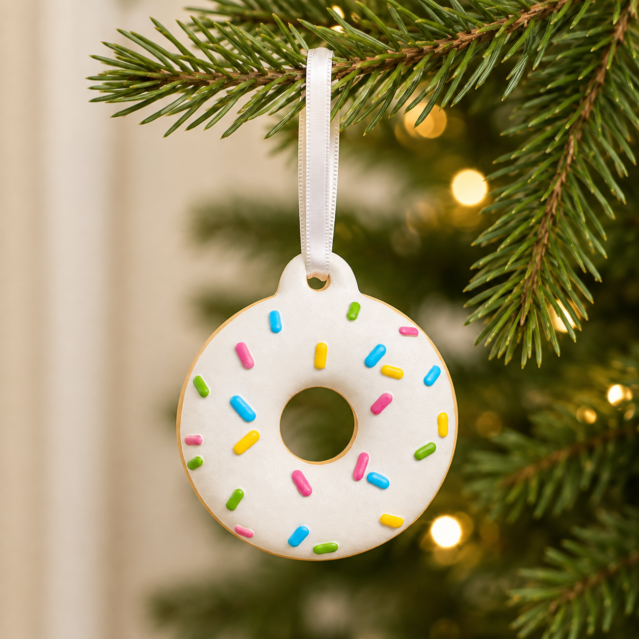 Plaster Donut Ornaments (2 Pack)