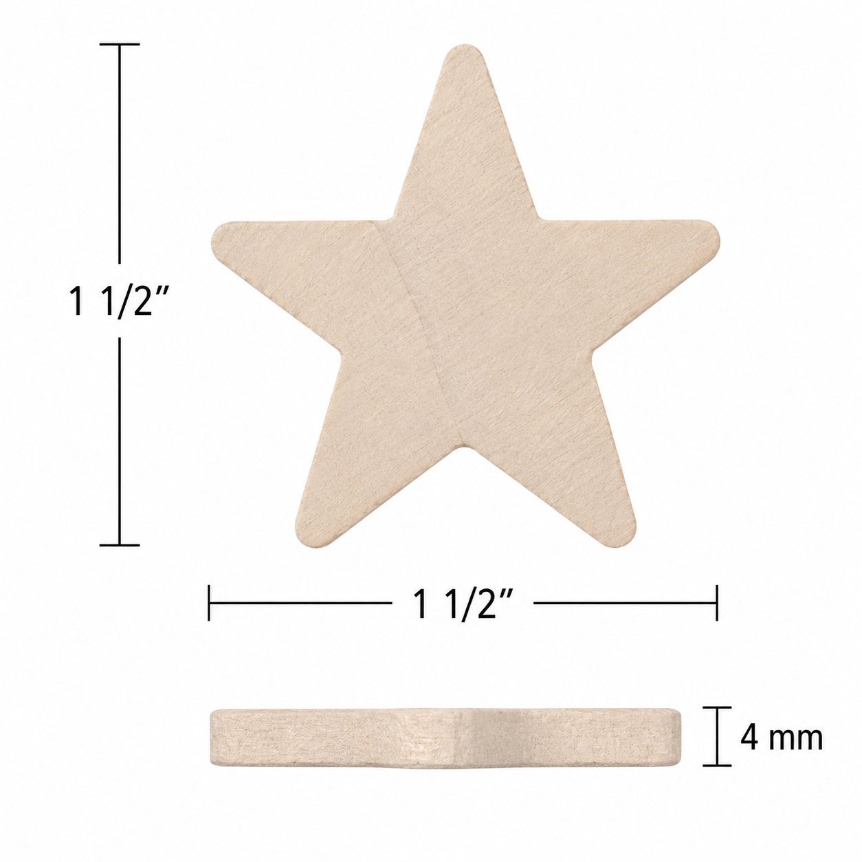 Small Wooden Stars - 1 1/2" (12 Pack)