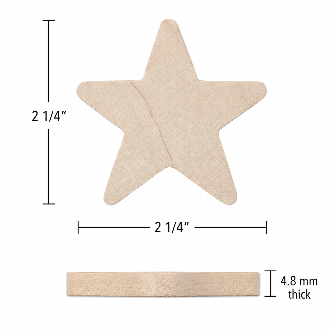 Wooden Stars - 2 1/4" (10 Pack)