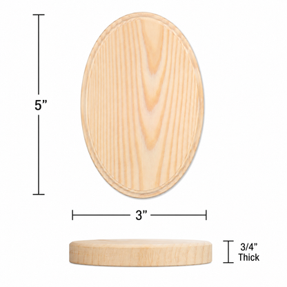 Wooden Plaques - Oval, 3" x 5" (12 Pack)