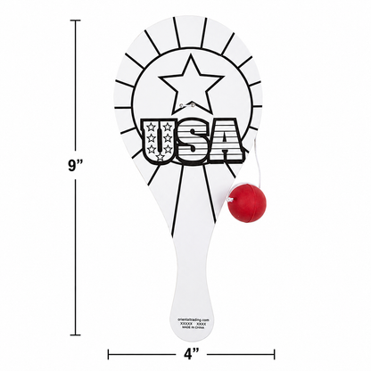 Color Your Own Patriotic Paddleball Games (12 Pack)