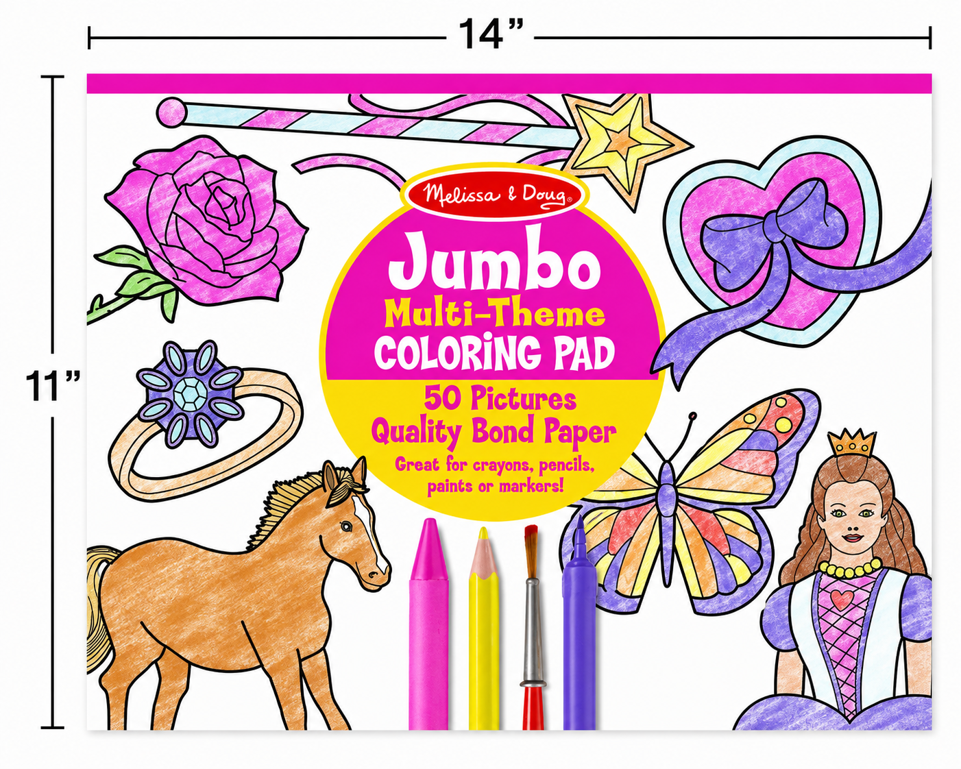 Jumbo Multi-Theme Coloring Pad - Girls