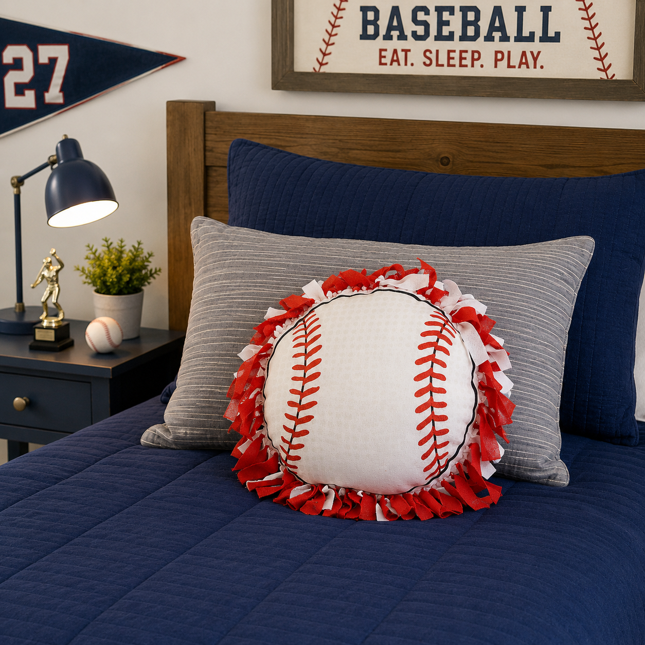 DIY Baseball Fleece Tied Pillows (6 Pack)