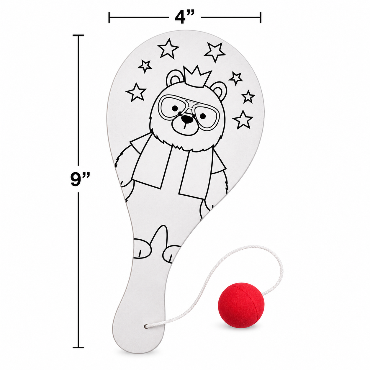 Color Your Own Party Animal Paddleball Games (12 Pack)