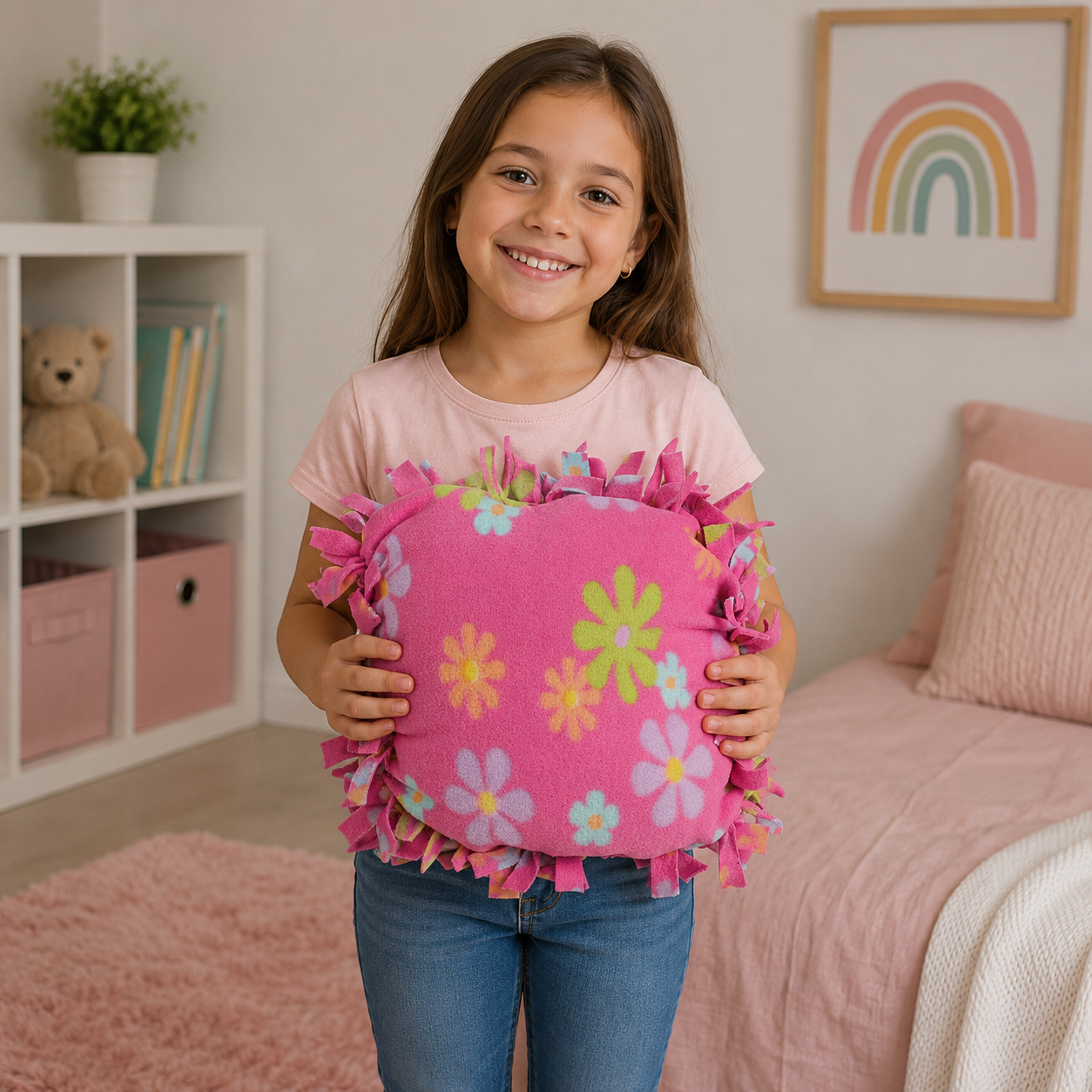 DIY Flower Fleece-Tied Pillows (6 Pack)