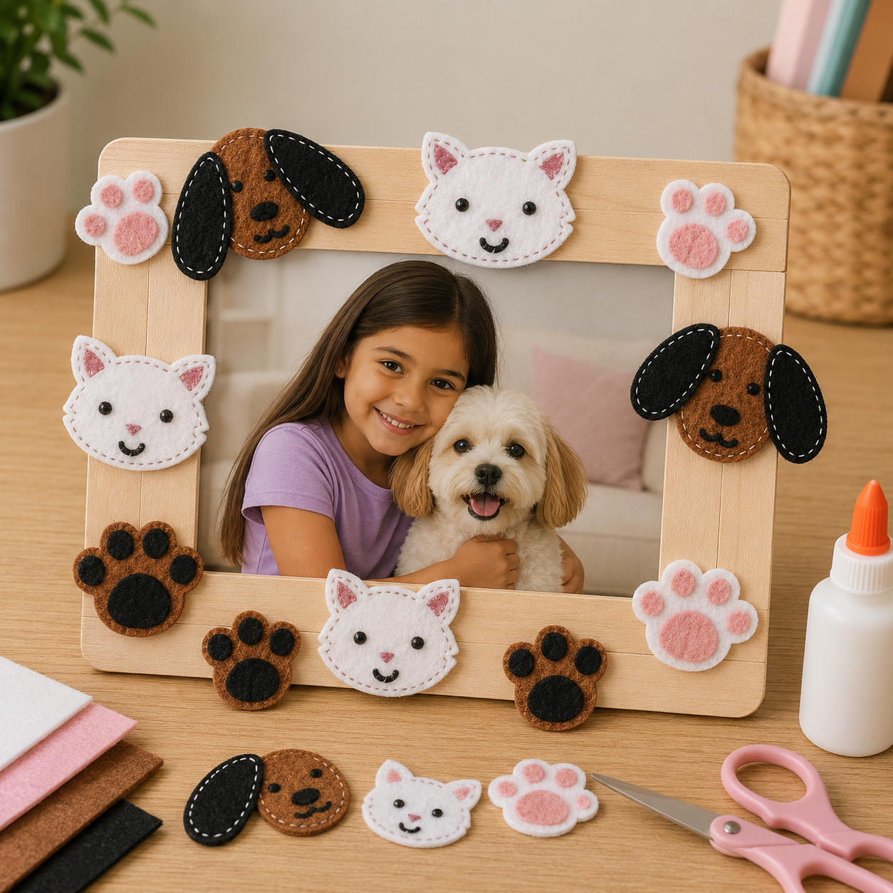 Felt Dog and Cat Stickers (24 Pack)