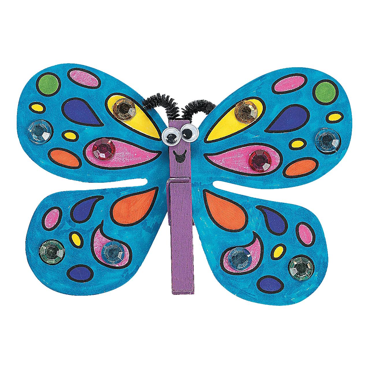 Clothespin Butterfly Magnet Craft Kit (12 Pack) - EconoCrafts