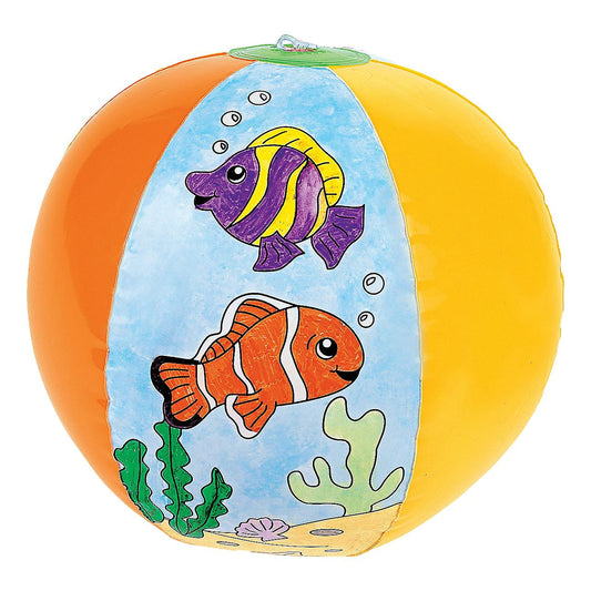 Color Your Own Fish Beach Balls (12 Pack)