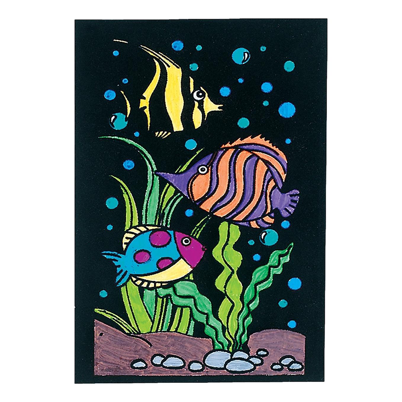 Color Your Own Fish Fuzzy Pictures (12 Pack)