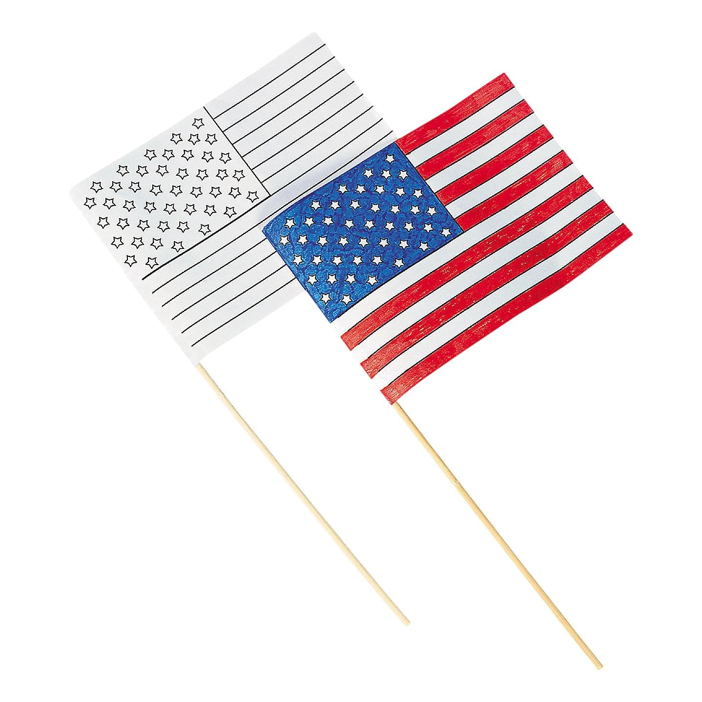 Color Your Own Paper American Flags (12 Pack)