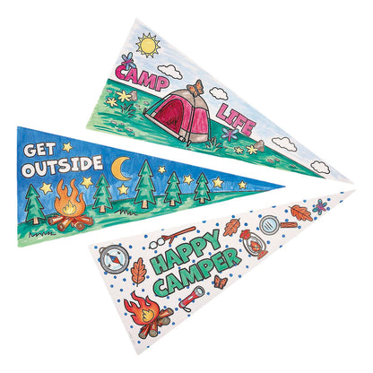 Color Your Own Paper Camp-Themed Pennants (12 Pack)
