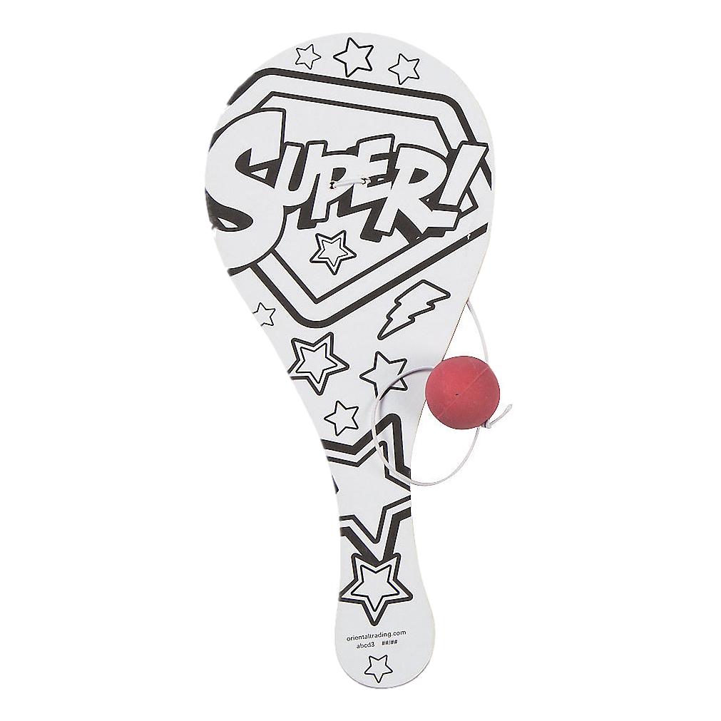 Color Your Own Superhero Paddleball Games (12 Pack)