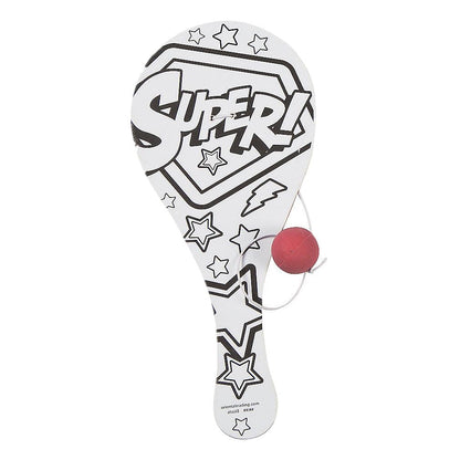 Color Your Own Superhero Paddleball Games (12 Pack)