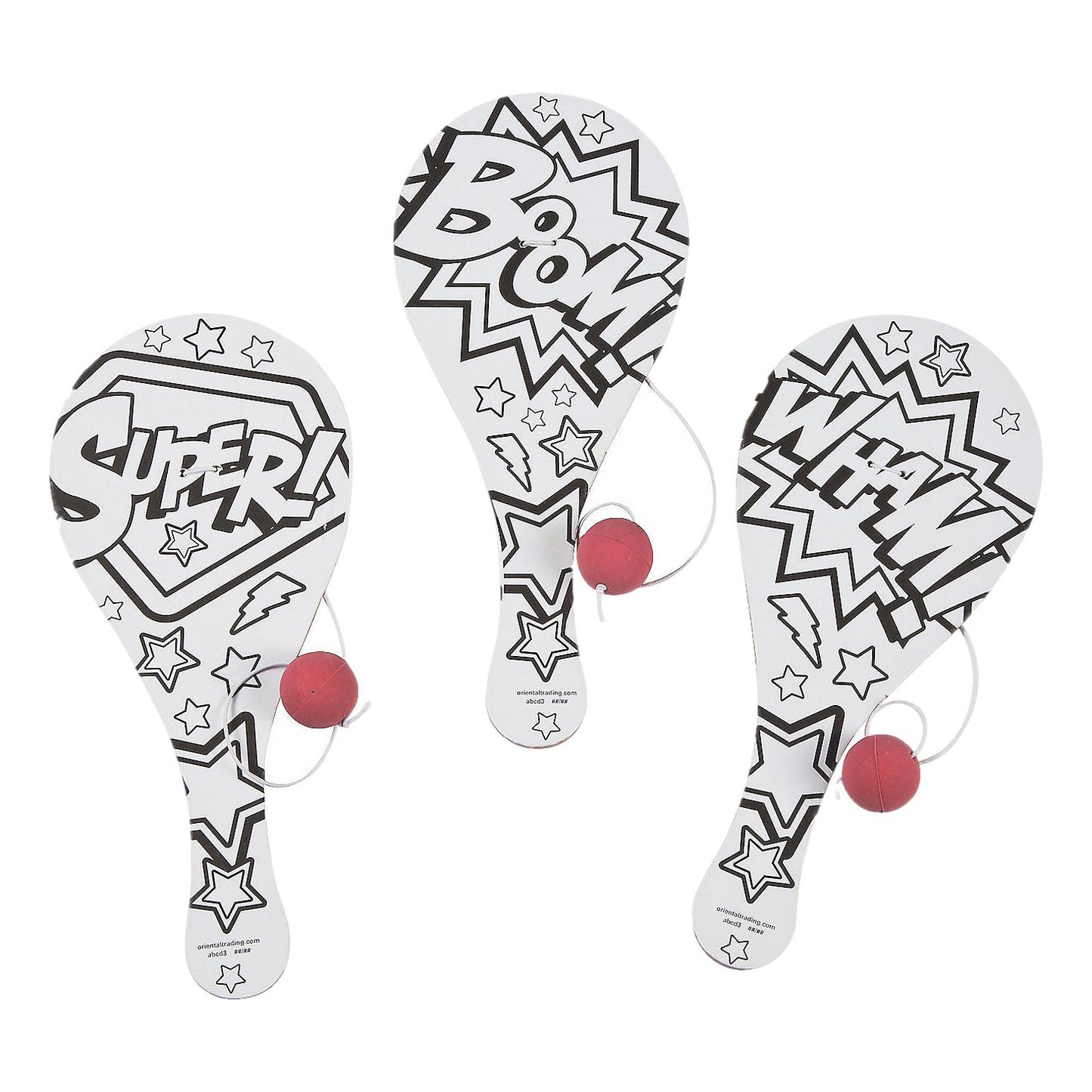 Color Your Own Superhero Paddleball Games (12 Pack)