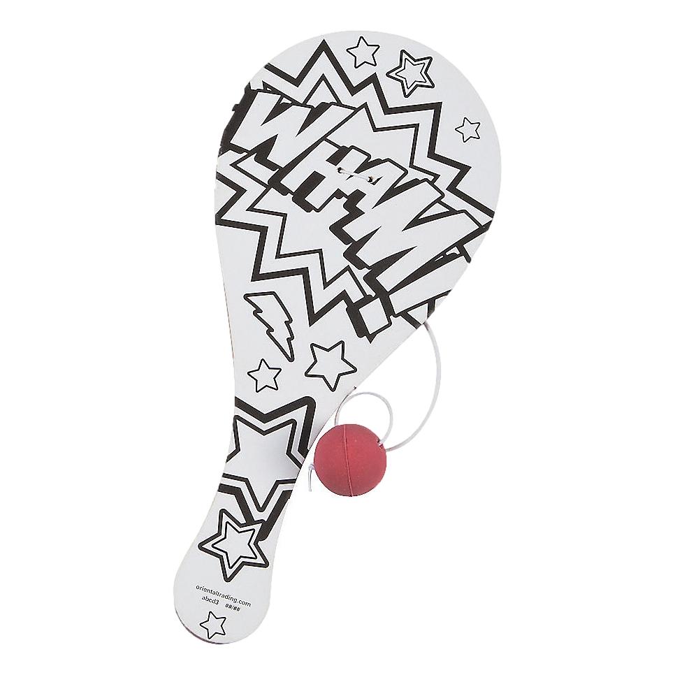 Color Your Own Superhero Paddleball Games (12 Pack)