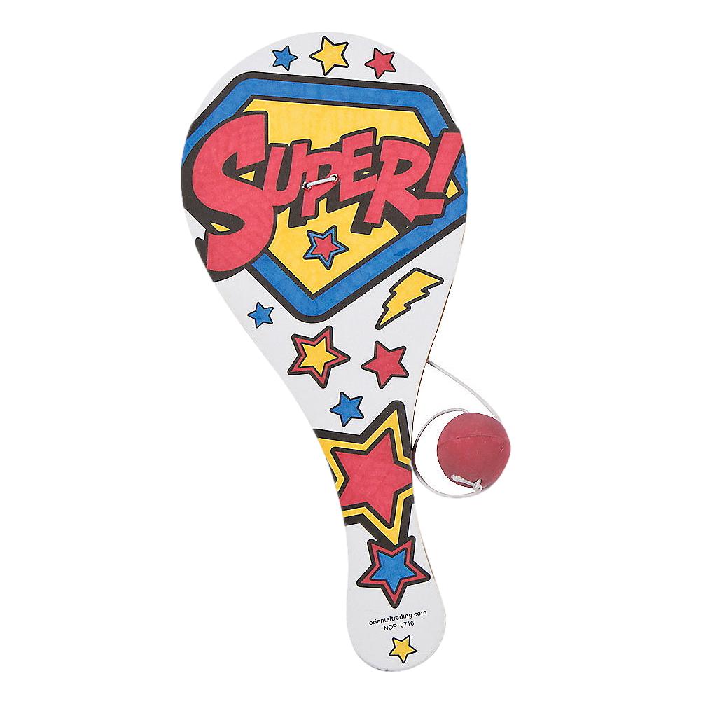 Color Your Own Superhero Paddleball Games (12 Pack)