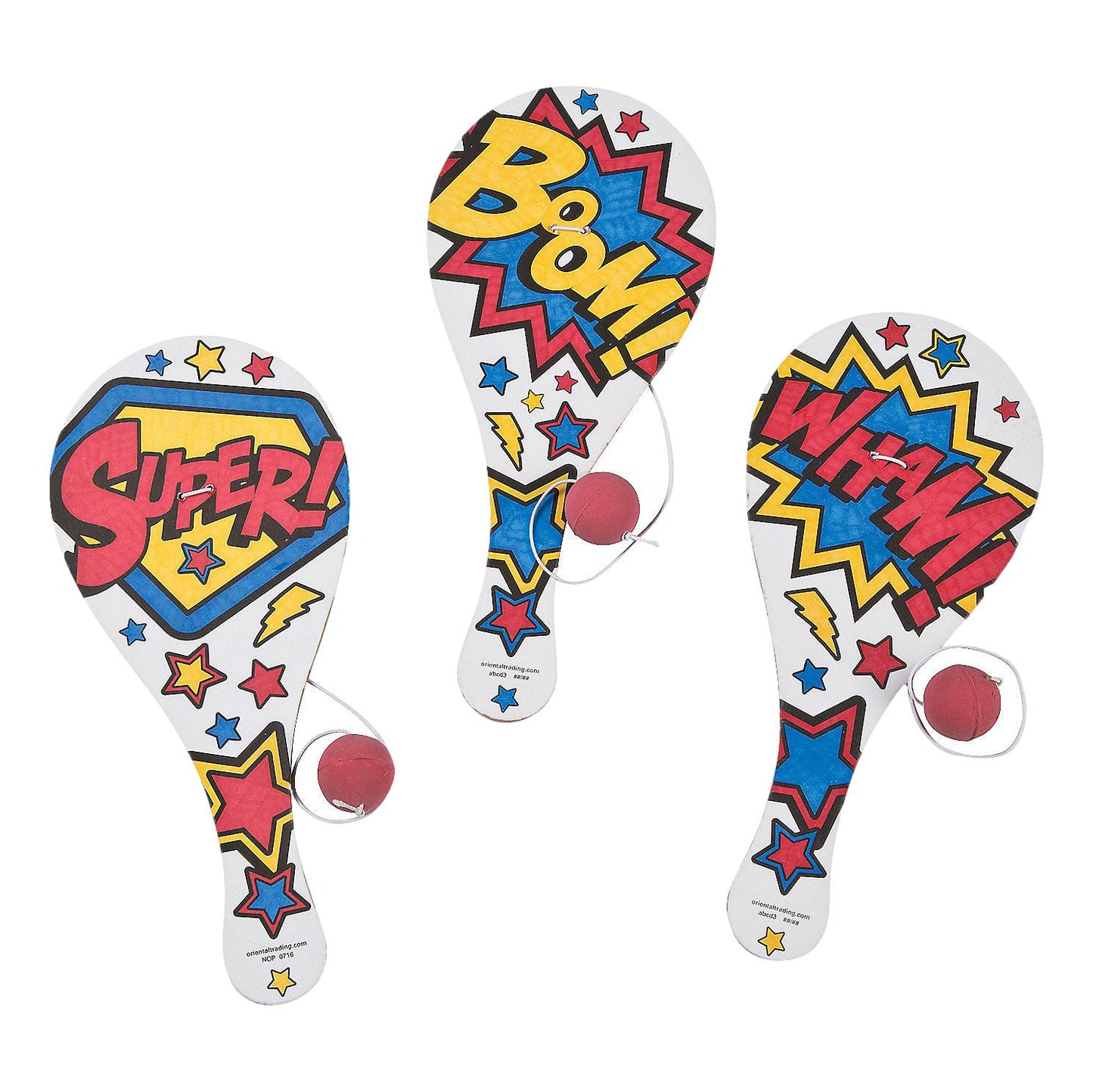 Color Your Own Superhero Paddleball Games (12 Pack)