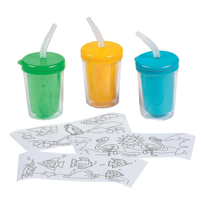 Color Your Own Tropical Cups (12 Pack)