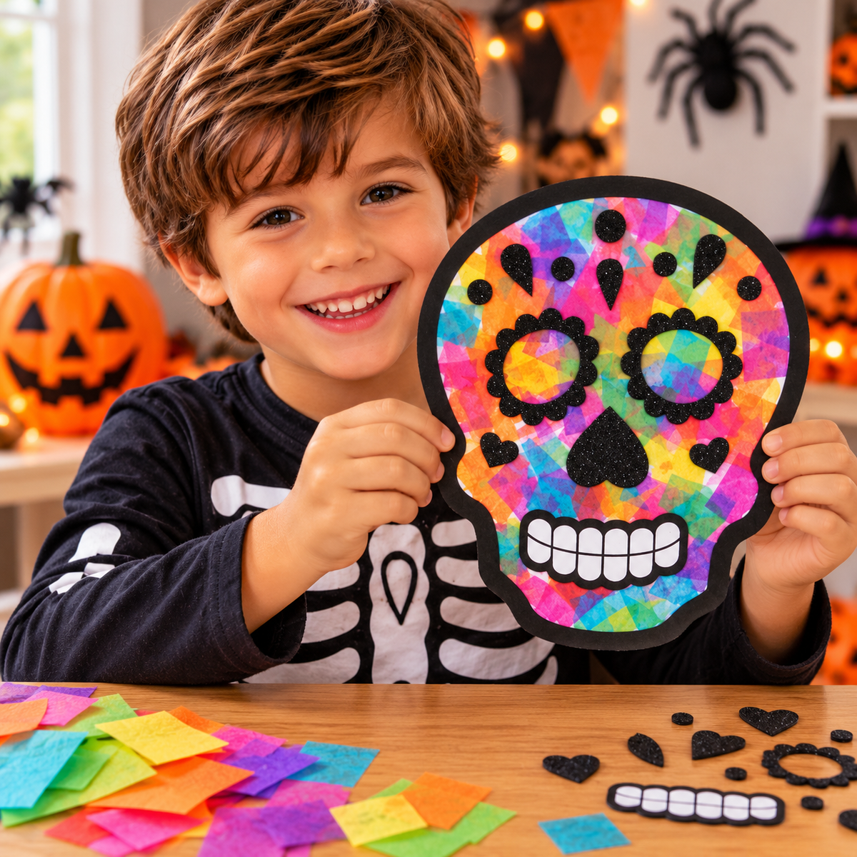 Sugar Skull Tissue Paper Sign Craft Kit (12 Pack)