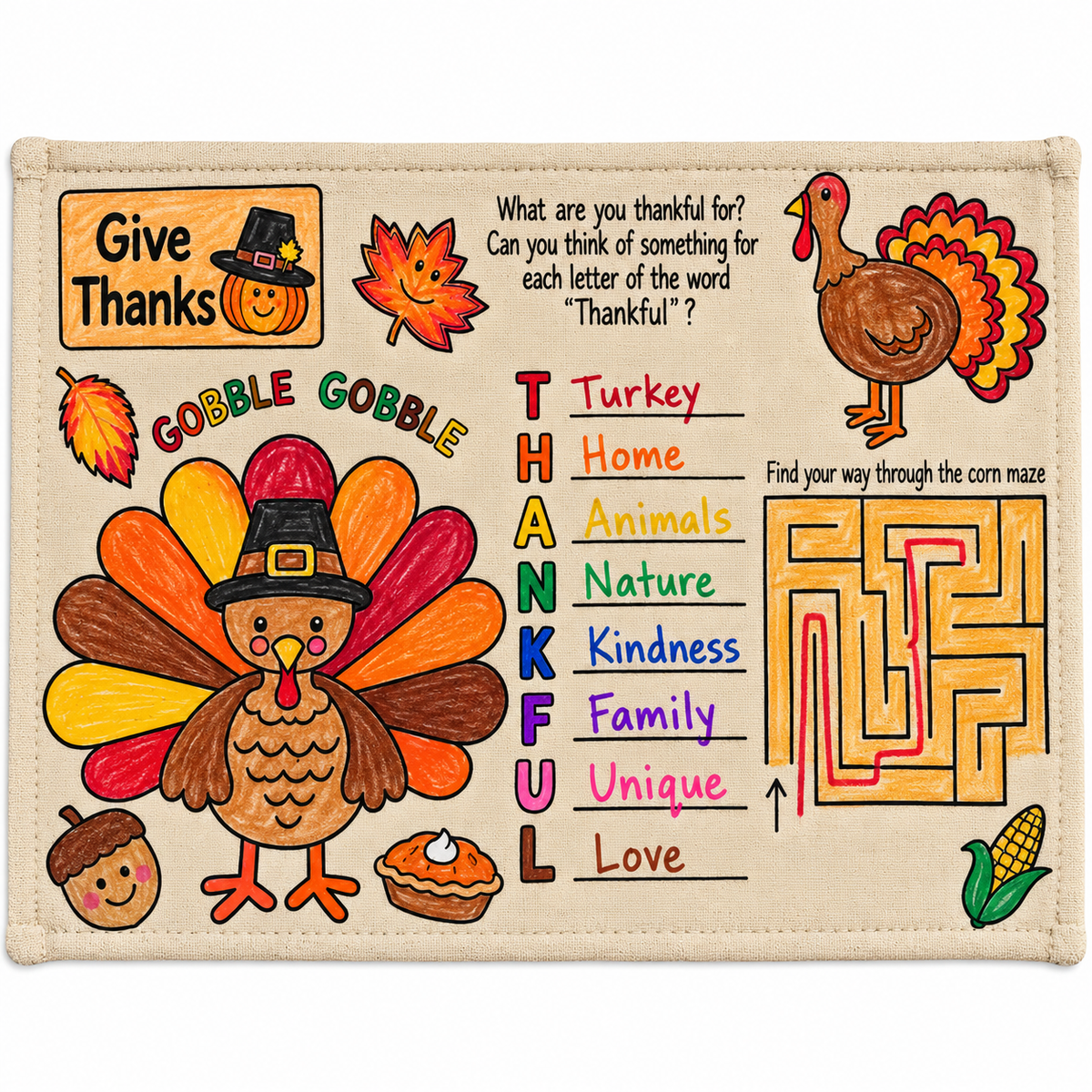 CYO Canvas Thanksgiving Placemats (6 Pack)