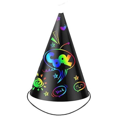 DIY Scratch Art Birthday Party Hats Craft Kit (36 Pack)