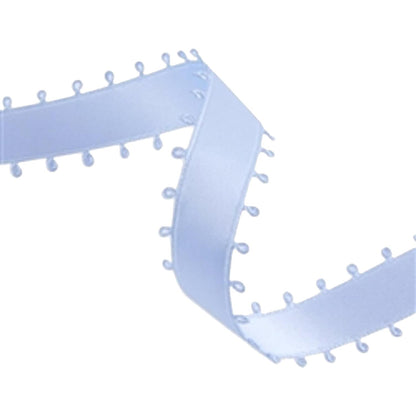 Double-Face Satin Picot Ribbon Feather Edge - Light Blue