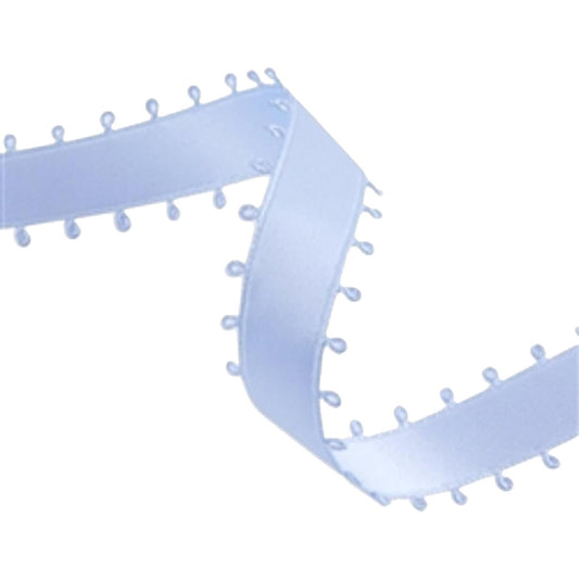 Double-Face Satin Picot Ribbon Feather Edge - Light Blue