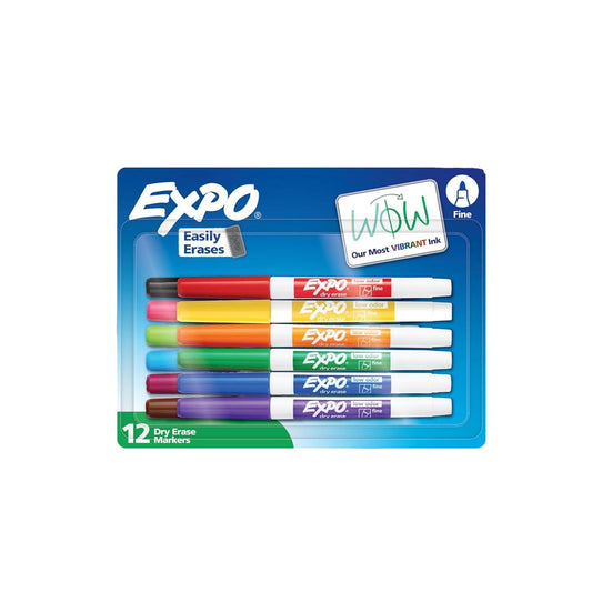 EXPO Low-Odor Dry-Erase Markers - Fine Tip (12 Pack)