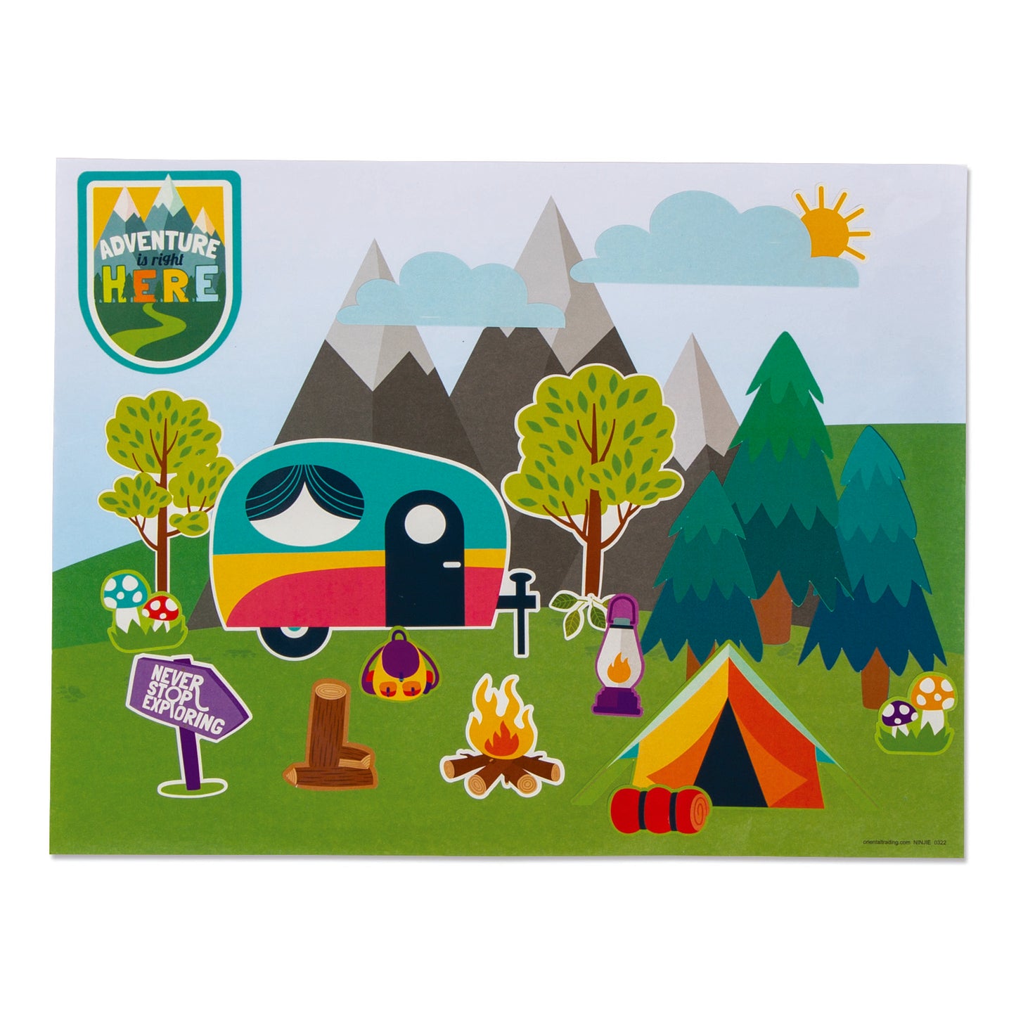 Outdoor Camp Adventure Sticker Scenes (12 Pack)