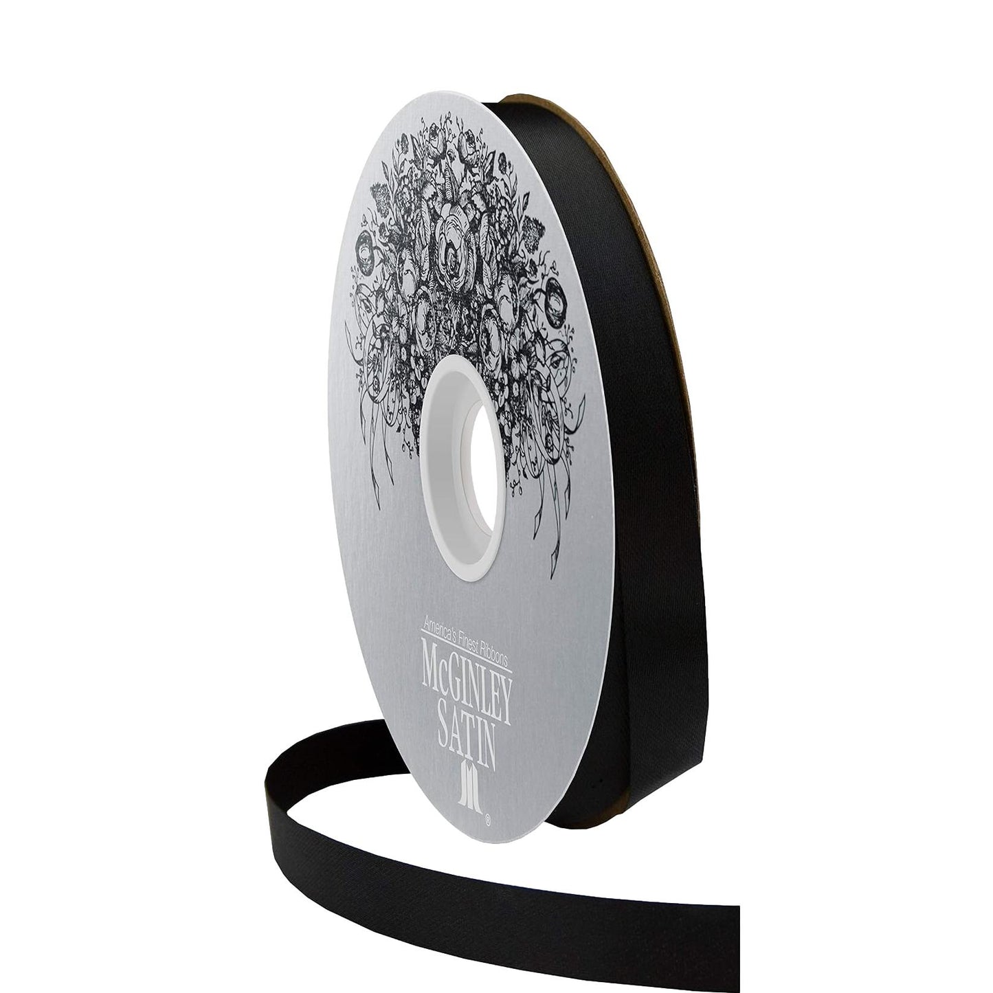 McGinley Mills Acetate Satin Ribbon - Black (9/16" x 100 yds)